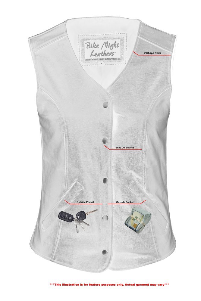 Leather Vest - Women's - Longer Body - Plain Sides - Gun Pockets - DS204-DS - Image 4