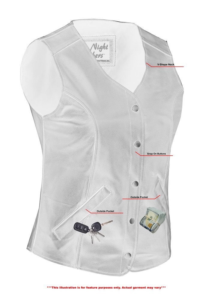 Leather Vest - Women's - Longer Body - Plain Sides - Gun Pockets - DS204-DS - Image 6
