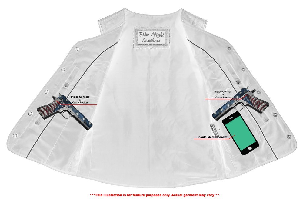 Leather Vest - Women's - Longer Body - Plain Sides - Gun Pockets - DS204-DS - Image 2