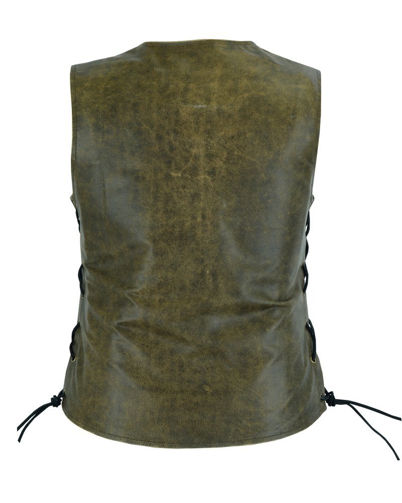 Leather Vest - Women's - Two Tone - Longer Body - 3/4 - Side Laces - DS214-DS - Image 2