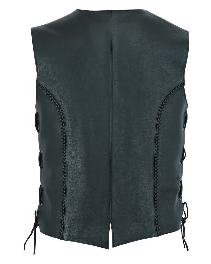 Leather Vest - Women's - Braid Design - Side Laces - Gun Pockets - DS219-DS - Image 5