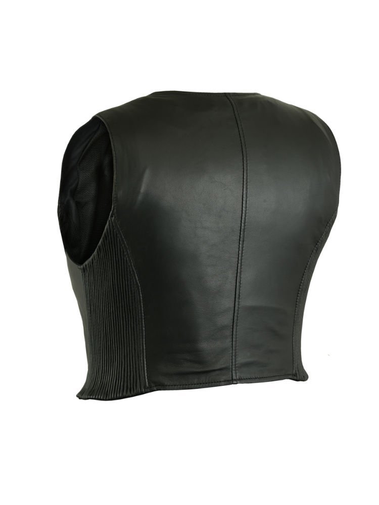 Leather Vest - Women's - Stylish Lightweight - Zipper - Motorcycle - DS238-DS - Image 3