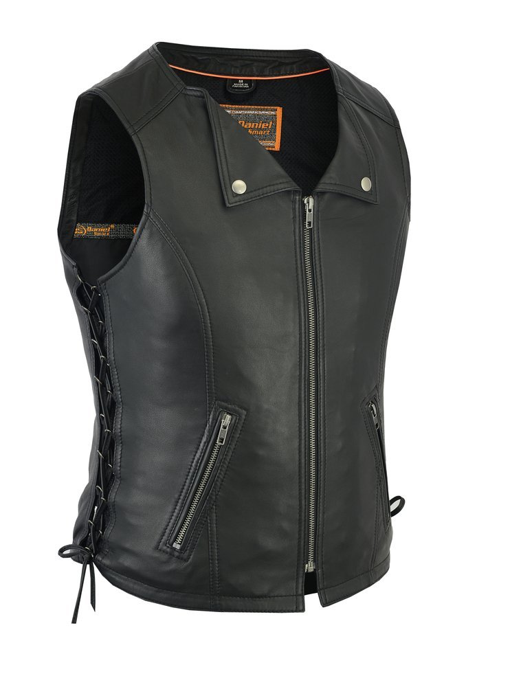 Leather Motorcycle Vest - Women's - Lightweight - Side Laces - DS280-DS