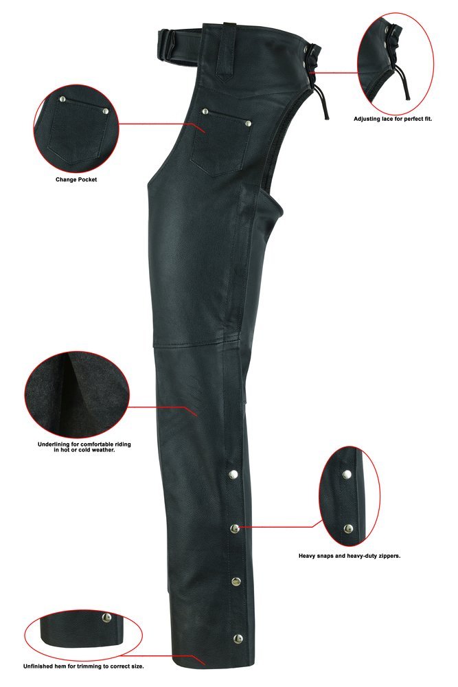 Men's Leather Chaps - Motorcycle - Unisex - Big - Up To 10XL - DS-400-DS - Image 2