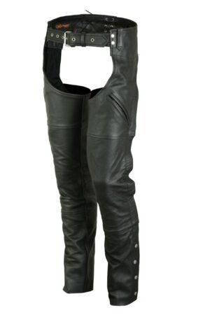 Leather Chaps - Men's - Motorcycle - Unisex - Double Deep Pocket - Up To 9XL - DS-404-DS