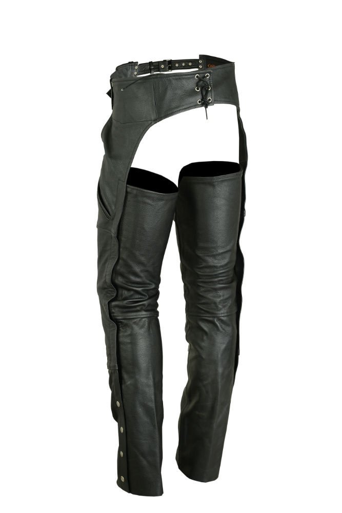 Leather Chaps - Men's - Motorcycle - Unisex - Double Deep Pocket - Up To 8XL - DS-488-DS - Image 2