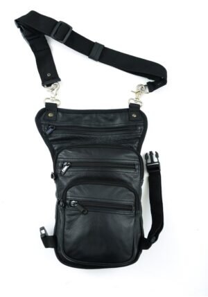 Black Leather Thigh Bag with Gun Holster Pocket - DS5851-DS