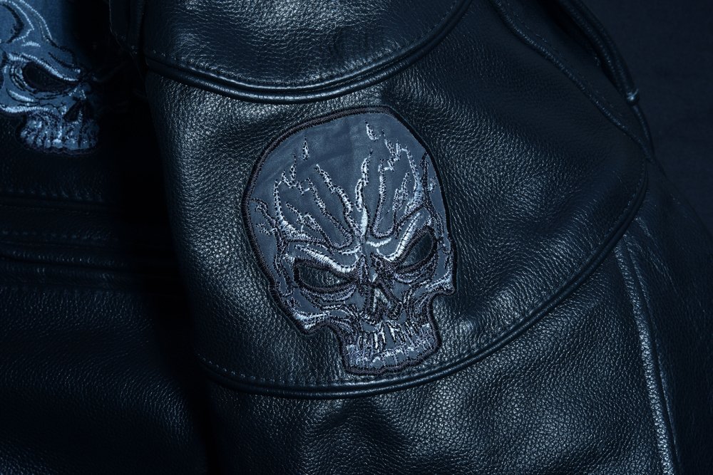 Leather Motorcycle Jacket - Men's - Biker - Up To 6XL - Reflective Skulls - DS700-DS - Image 13