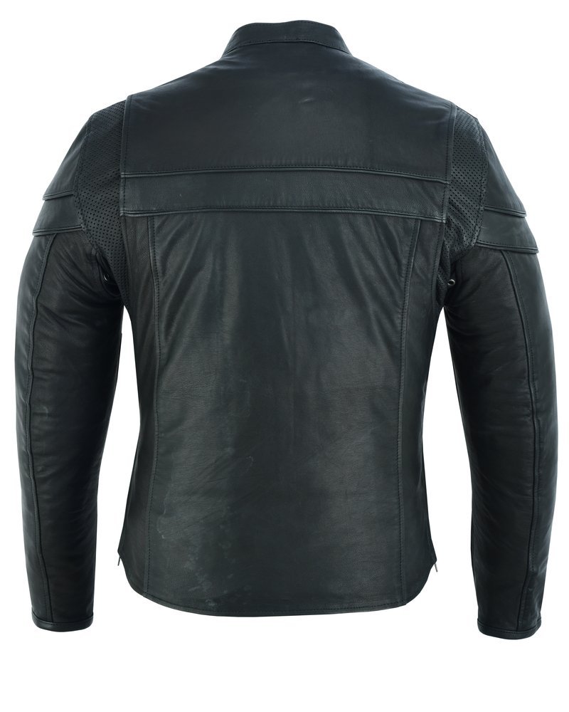 Leather Motorcycle Jacket - Men's - Biker - Big and Tall - Racer - DS701TALL-DS - Image 10