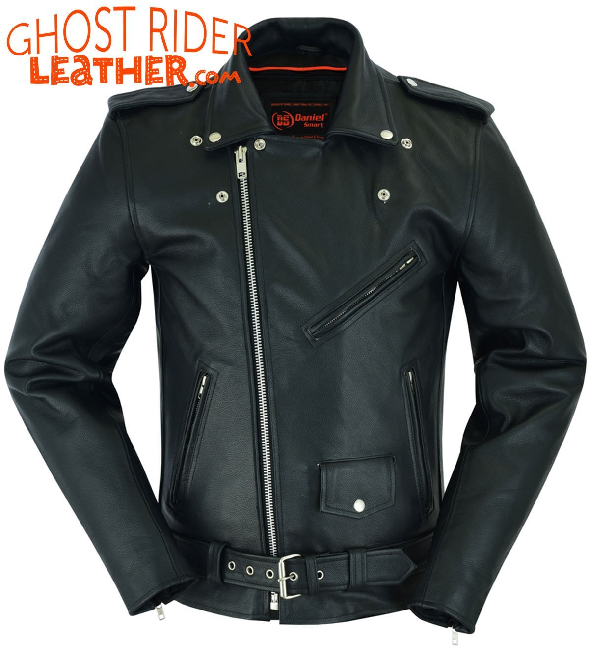 Leather Motorcycle Jacket - Men's - Police Style - Big and Tall - DS712TALL-DS - Image 10