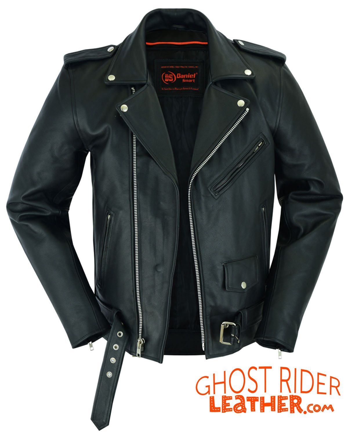 Leather Motorcycle Jacket - Men's - Police Style - Big and Tall - DS712TALL-DS - Image 9