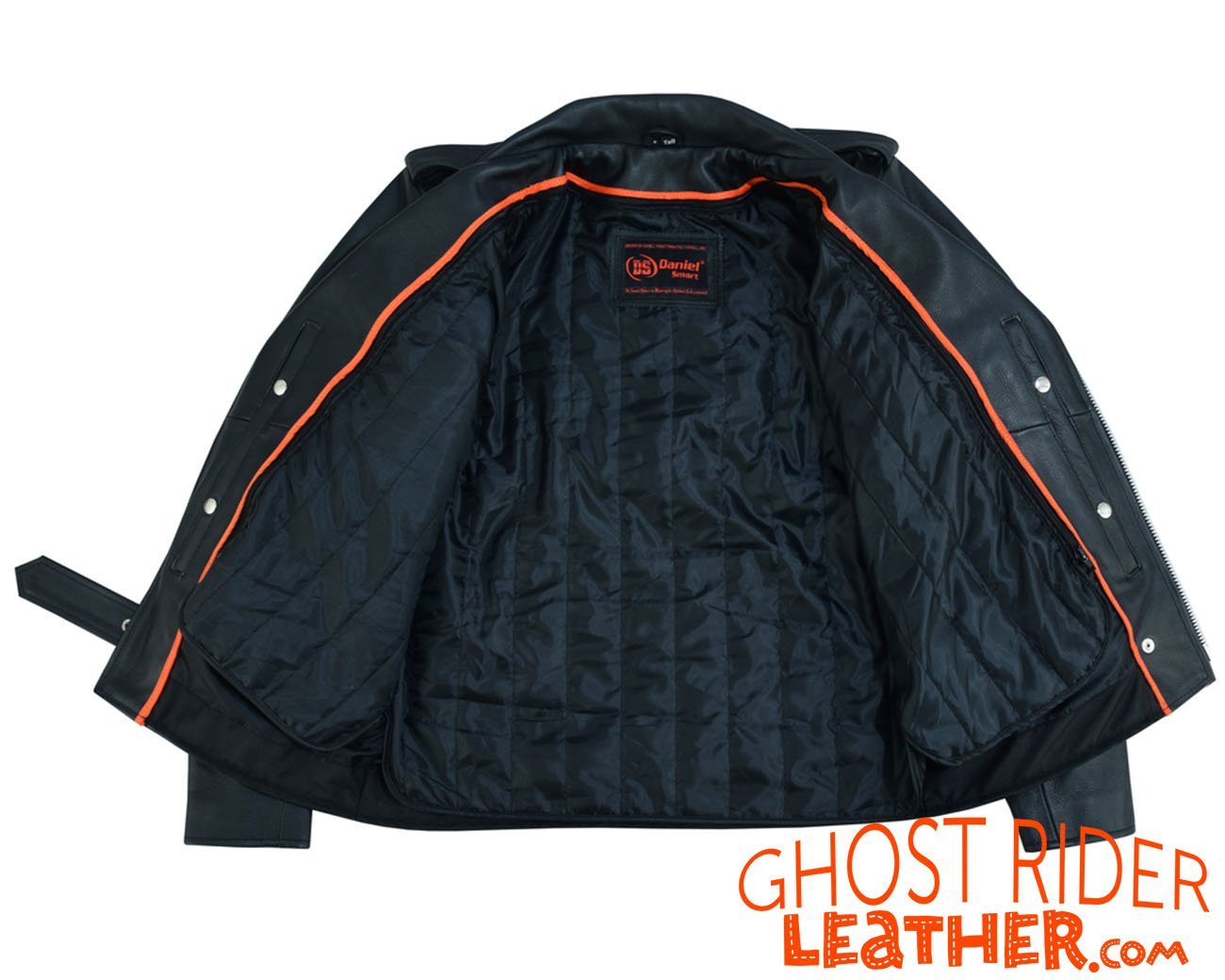 Leather Motorcycle Jacket - Men's - Police Style - Big and Tall - DS712TALL-DS - Image 3