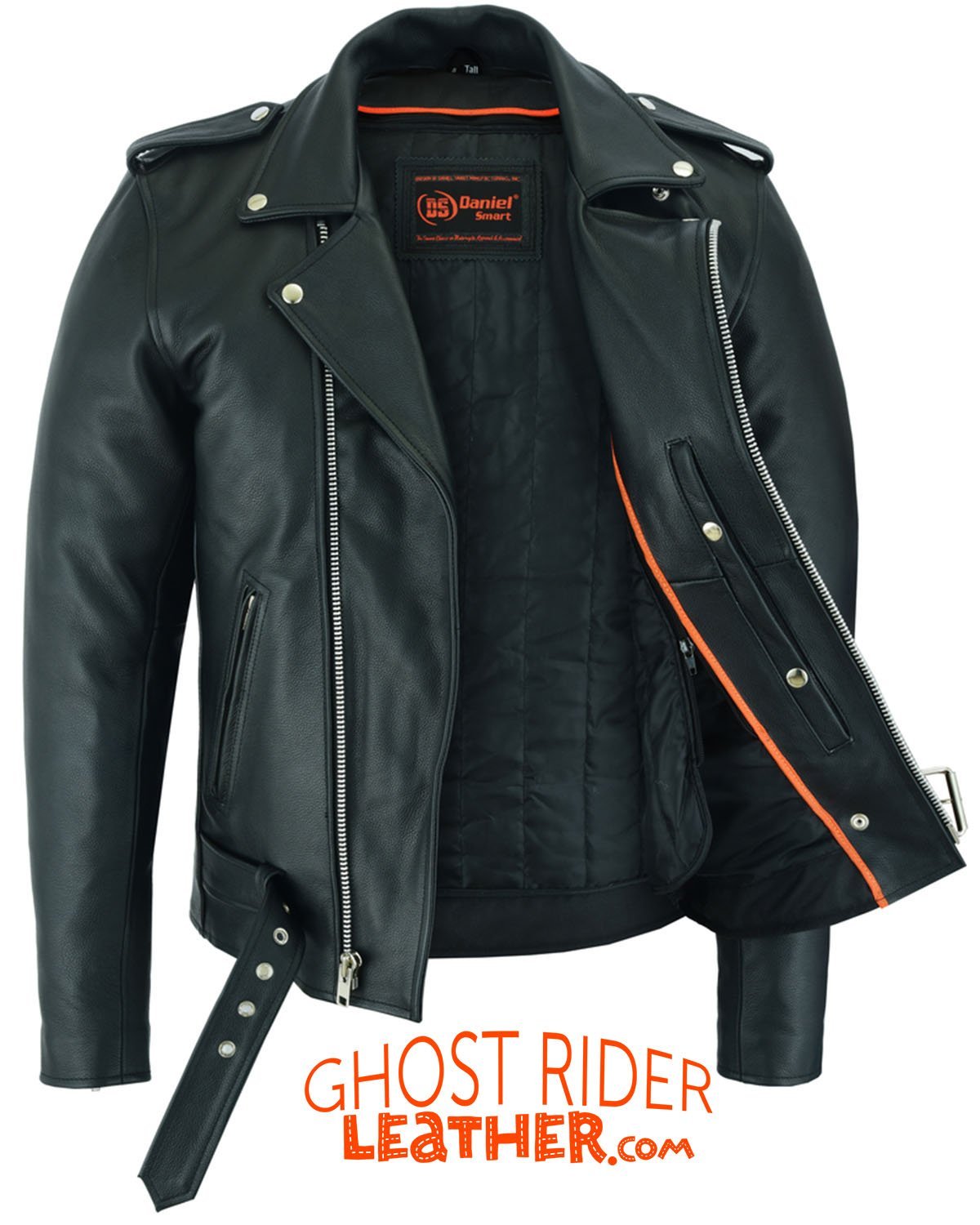 Leather Motorcycle Jacket - Men's - Police Style - Big and Tall - DS712TALL-DS - Image 8