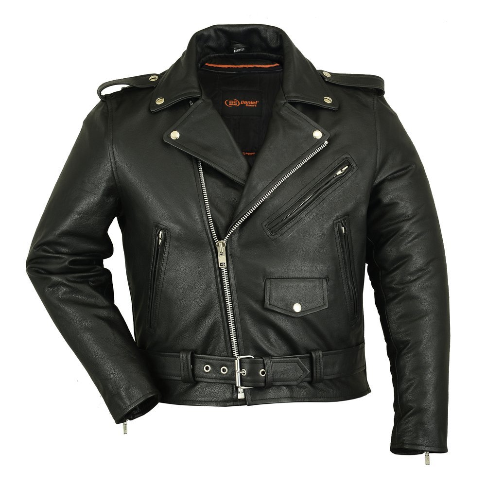 Leather Motorcycle Jacket - Men's - Police - Up To 12XL - DS730-DS - Image 4