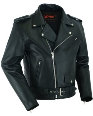 Leather Motorcycle Jacket - Men's - Armored - Up To 12XL - DS761-DS