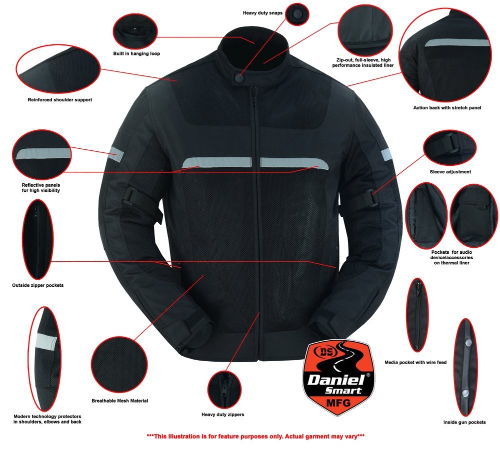 Mesh Motorcycle Jacket - Men's - Black - Up To 5XL - DS764-DS - Image 2