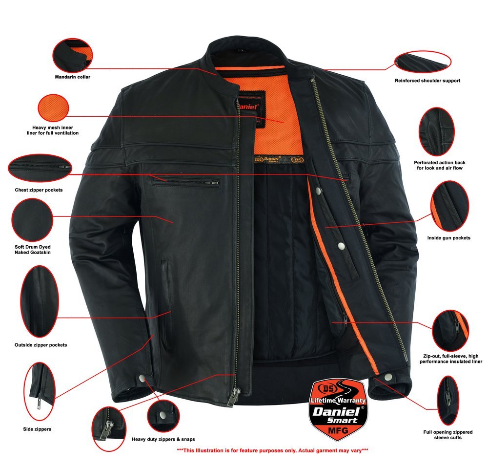 Leather Motorcycle Jacket - Crossover - Lightweight - Racer - DS768-DS - Image 2