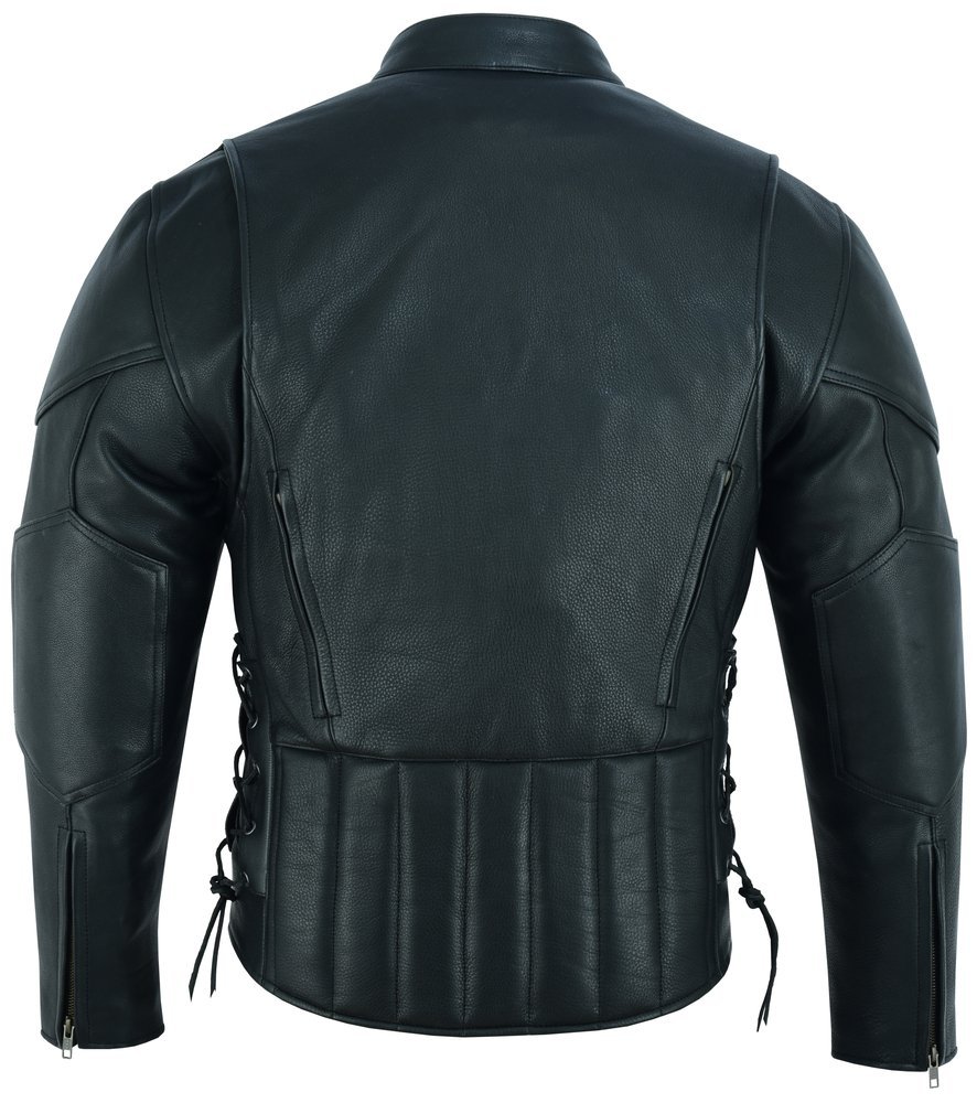 Leather Motorcycle Jacket - Men's - Side Laces - Ventilated - Gun Pockets - DS777-DS - Image 6