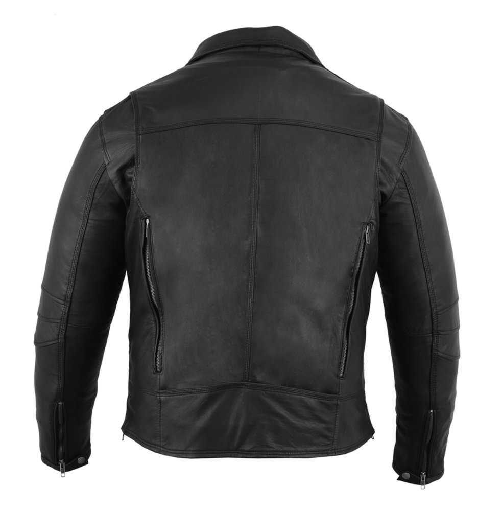 Leather Biker Jacket - Men's - Modern - Longer - Beltless - DS794-DS - Image 7