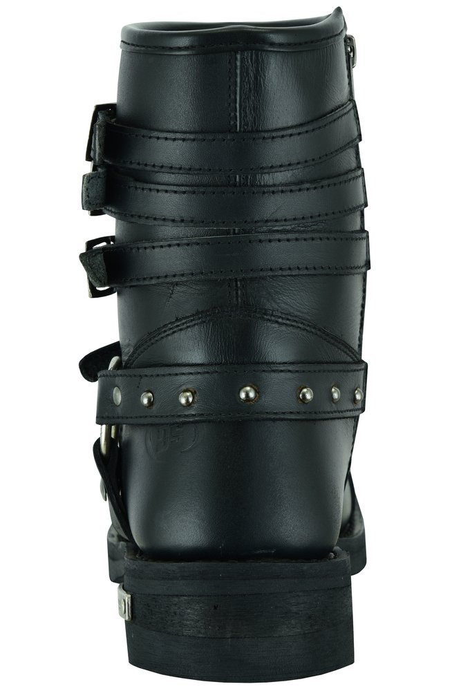 Leather Motorcycle Boots - Women's - Black - Side Zippers - DS9767-DS - Image 11