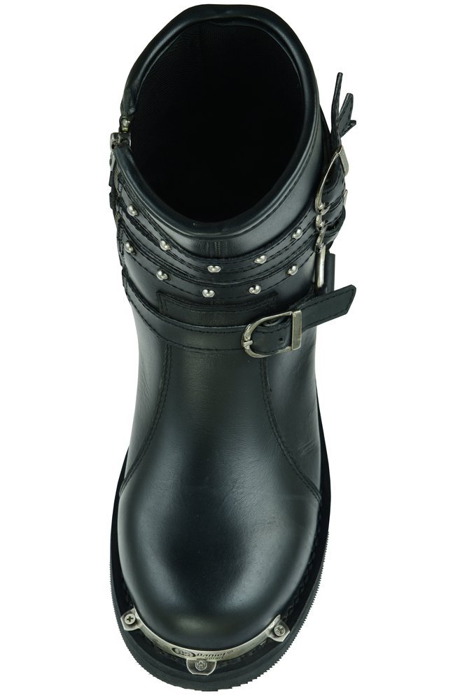 Leather Motorcycle Boots - Women's - Black - Side Zippers - DS9767-DS - Image 13