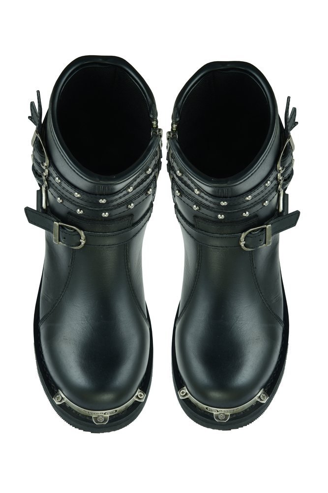 Leather Motorcycle Boots - Women's - Black - Side Zippers - DS9767-DS - Image 5
