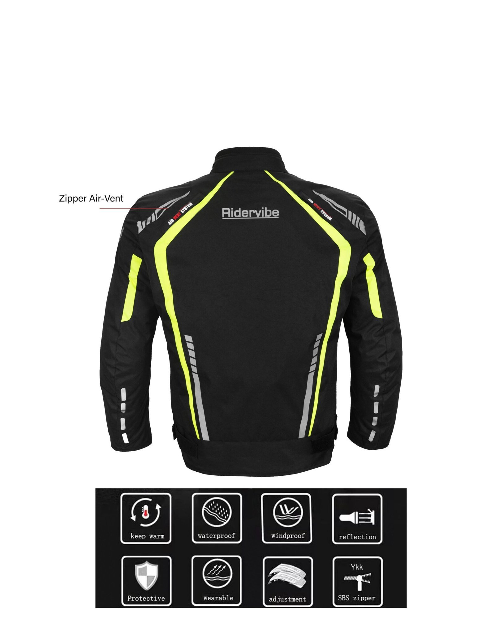 Motorcycle Jacket - Men's - Racer - Nylon Mesh - FS-SP1301-NEON-DL - Image 6