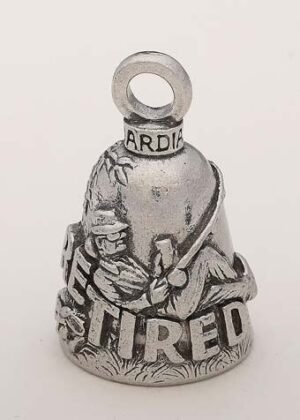 Retired Woman - Pewter - Motorcycle Guardian Bell® - Made In USA - SKU GB-RETIRED-W-DS