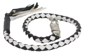 Get Back Whip - Black and White Leather - 50 Inches Long - SKU GBW7-11L-DL