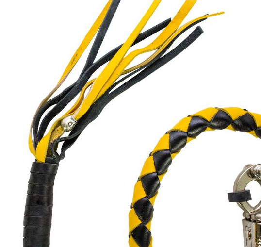 2 Inches Around - Get Back Whip in Black and Yellow Leather - 42 Inches - Motorcycle Accessories - GBW8-11-T1-DL - Image 3