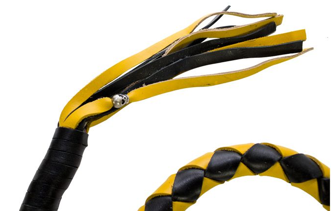 3 Inches Around - Get Back Whip in Black and Yellow Leather - 42 Inches - Motorcycle Accessories - GBW8-11-T2-DL - Image 2