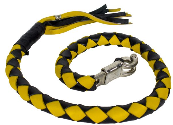 3 Inches Around - Get Back Whip in Black and Yellow Leather - 42 Inches - Motorcycle Accessories - GBW8-11-T2-DL - Image 3