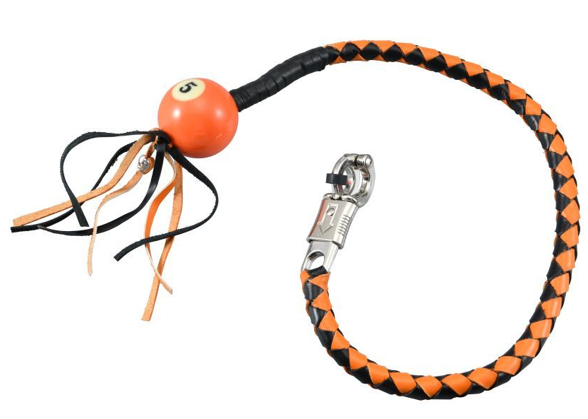 Get Back Whip in Black and Orange Leather With Pool Ball - 36 Inches - GBW9-BB-36-DL - Image 4