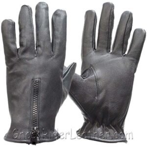Leather Driving Gloves - Unisex -  Zipper Closure - Unlined - GL2054-DL