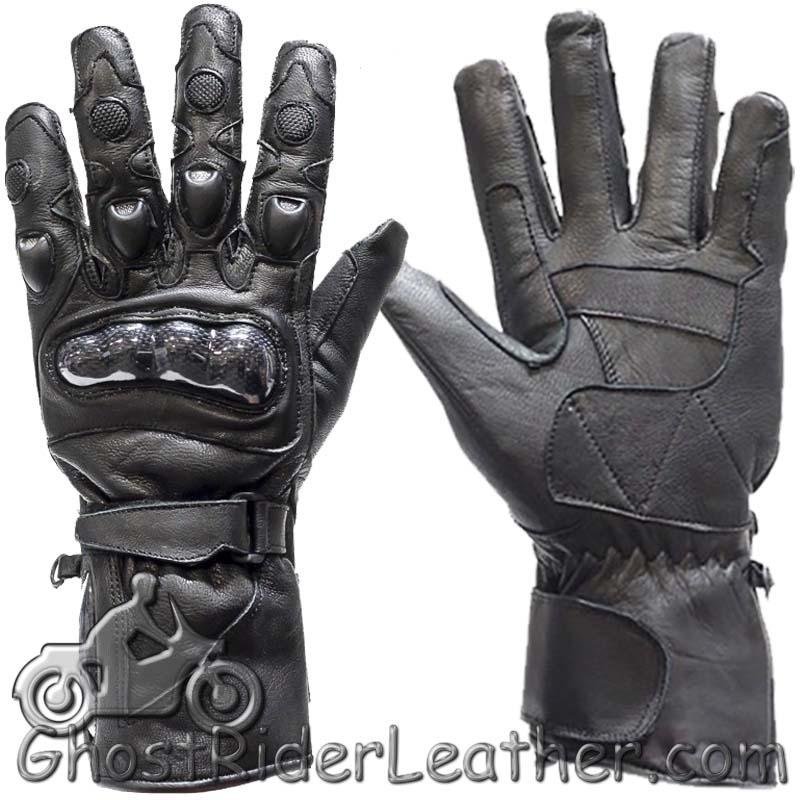 Leather Gauntlet Riding Gloves - Men's - Hard Knuckle - Riding - GLZ10-DL - Image 2