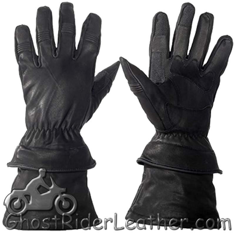 Leather Gloves - Men's - Gauntlet - Riding - Zip Off Cuffs - GLZ63-DL - Image 2