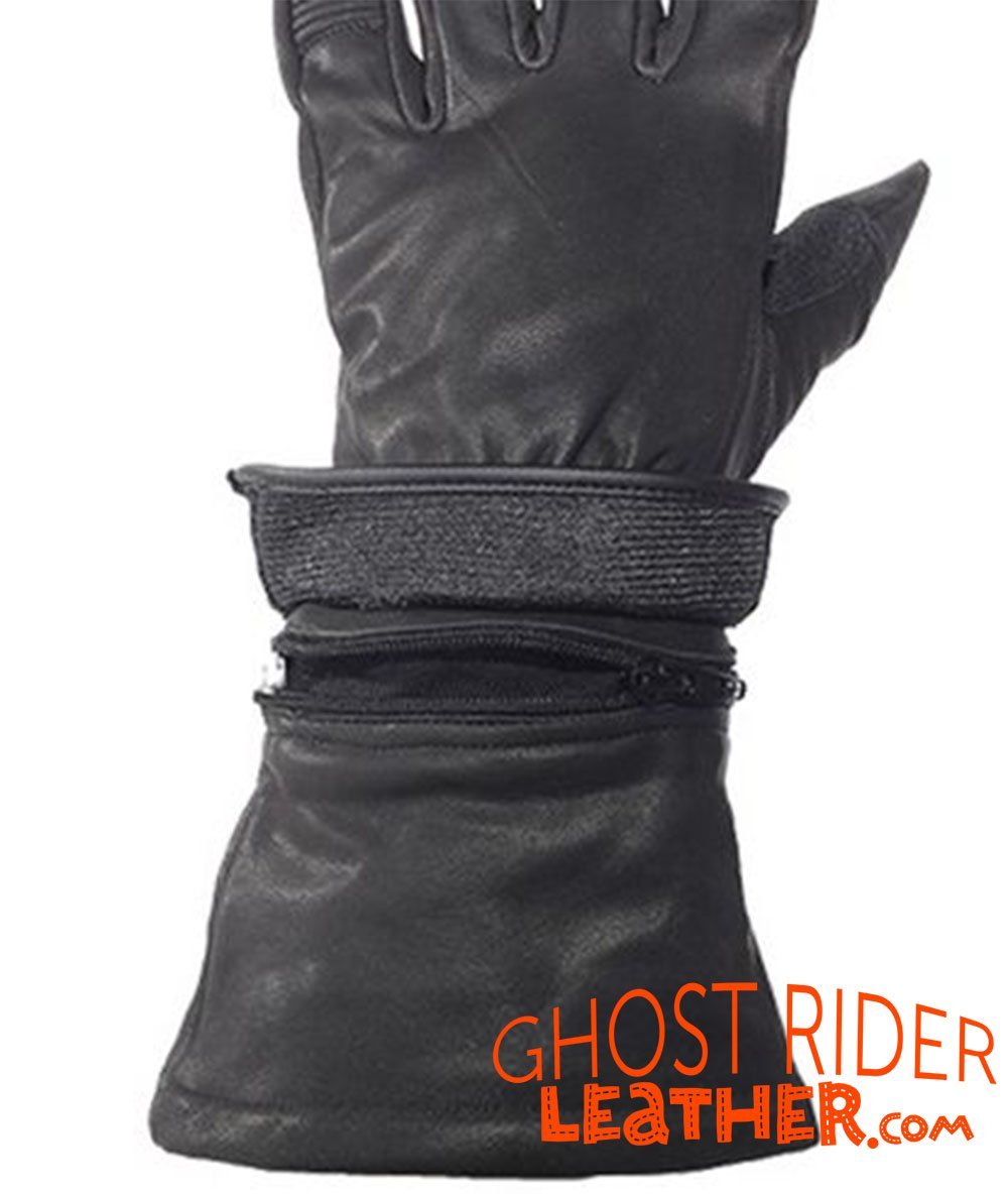 Leather Gloves - Men's - Gauntlet - Riding - Zip Off Cuffs - GLZ63-DL - Image 3