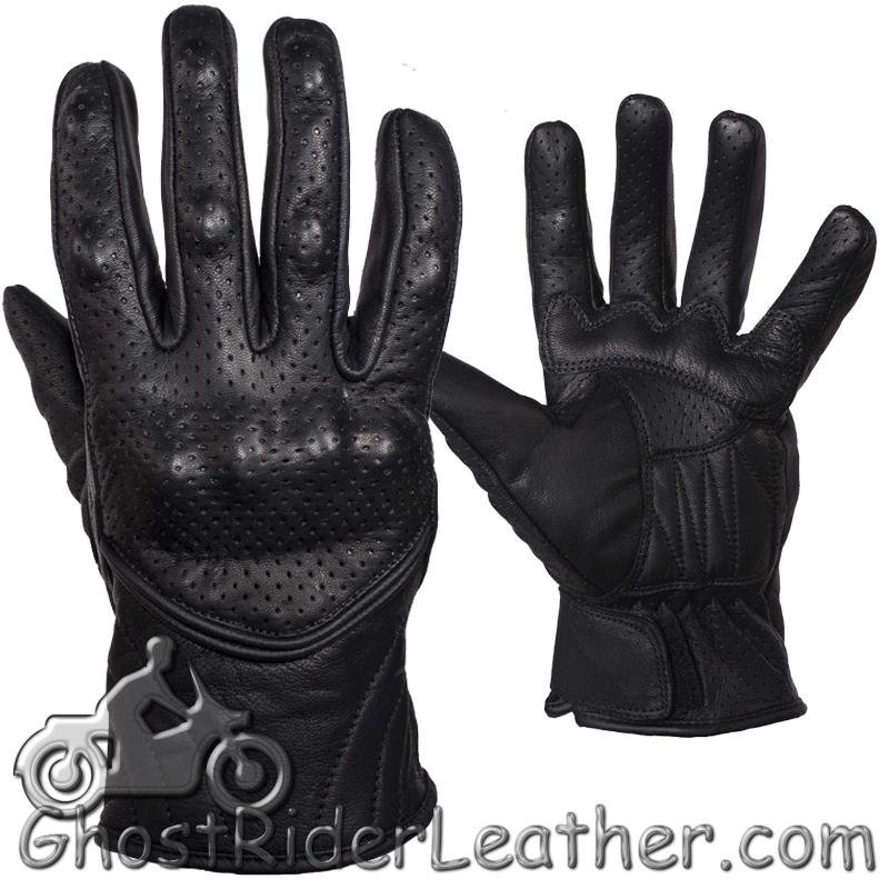 Leather Racing Gloves - Men's - Carbon Fiber Knuckles - GLZ66-DL - Image 2
