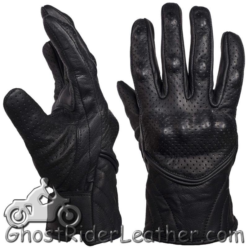 Leather Racing Gloves - Men's - Carbon Fiber Knuckles - GLZ66-DL