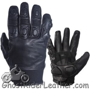 Full Finger Soft Leather Padded Motorcycle Riding Gloves - SKU GRL-GLZ80-DL
