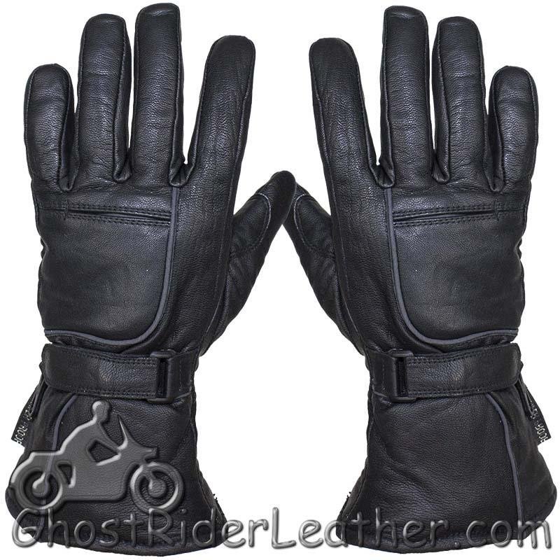 Leather Gloves - Men's - Waterproof - Reflective - Gauntlet - GLZ85-11N-DL - Image 2