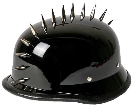 Novelty Motorcycle Helmet - Spiked - Gloss Black - German - H402-02-DL - Image 7