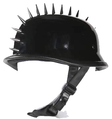 Novelty Motorcycle Helmet - Spiked - Gloss Black - German - H402-02-DL - Image 6