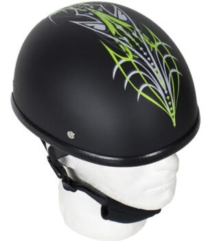 Novelty Motorcycle Helmet - Green Machine Tribal - Shorty - H501-D6-GREEN-DL