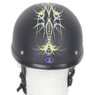 Novelty Motorcycle Helmet - Yellow Sun Grazer - Shorty - H501-D6-YELLOW-DL - Image 4