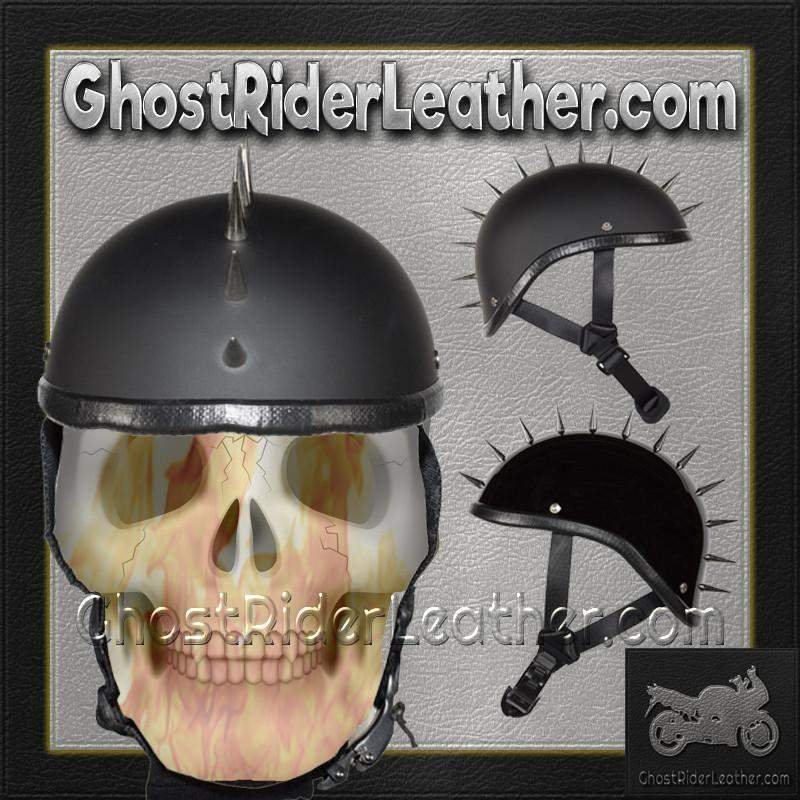 Novelty Motorcycle Helmet - Gloss or Flat Black - Spiked Gladiator - H403-H503-02-DL - Image 13