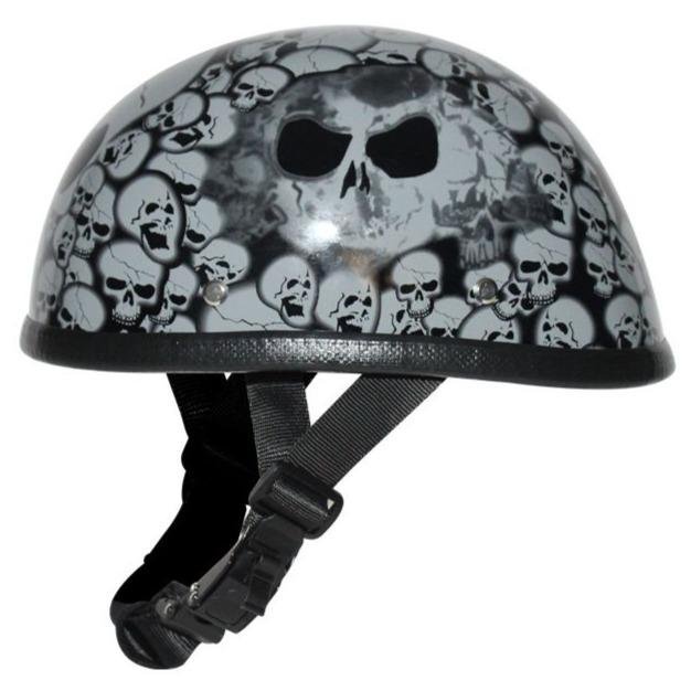 Novelty Motorcycle Helmet - Gray Skull Boneyard - Shorty - H6401-GREY-DL - Image 6