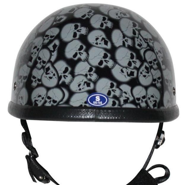 Novelty Motorcycle Helmet - Gray Skull Boneyard - Shorty - H6401-GREY-DL - Image 8