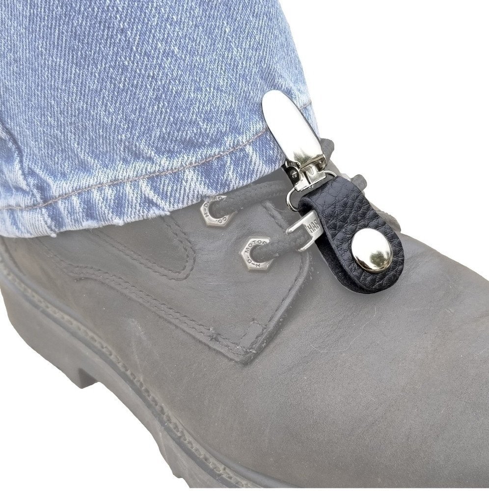 Pair of Biker Boot Clips - Heart - Black and Silver - Motorcycle - J122-16-DS - Image 2