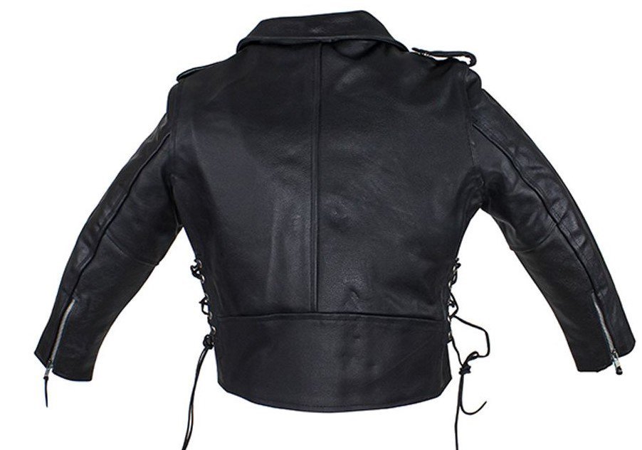 Leather Motorcycle Jacket - Kid's - Teen's - Side Laces - KD344-TEEN-DL - Image 6